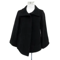 ルスーク Le souk ステンカラーコート ショート丈 無地 アンゴラ 38 M 黒 ブラック /YS2