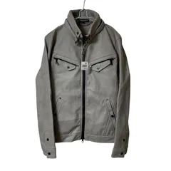 Z1598【美品】HIDEAWAYS NICOLE ハイダウェイニコル フェイクレザージャケット グレー サイズ46