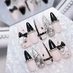 ネイルチップ 量産型 オタクネイル 地雷 推しネイル 推し活 生誕祭 ワンホンネイル 韓国ネイル 黒ネイル チェックネイル ロングネイル ちゅるんネイル シンプルネイル ハートネイル ギャルネイル 卒業式 成人式 ちゅるんピンク フルオーダー 大人かわいい