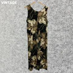 VINTAGE ROYAL CREATIONS 花柄ノースリーブロングワンピース Fサイズ