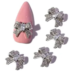 リボン ビジュー  ジュエリー ジルコニア ストーン ネイル パーツ　シルバー  韓国 量産型 大人 ガーリー レジン デコ 素材