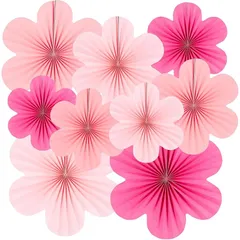 【新品】 siawadeky ペーパーファン お花紙 9点セット 飾り付けセット 花型 折り紙 吊り下げ 扇フラワー ガーランド 飾り デコレーション パーティー 部屋 店舗 新年 お正月 誕生日 記念日 結婚式 お祝い 室内 屋外 装飾 1