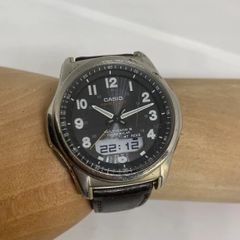 カシオ 電波ソーラー WVA-M640 ネイビー 樹脂バンド【清掃済・動作良 