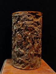 山水画彫刻 陶器製火鉢 - メルカリ
