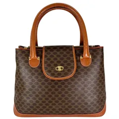 美品 CELINE セリーヌ マカダム トートバッグ レザー ブラウン レディース【中古】【送料無料】