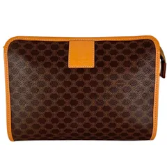 CELINE セリーヌ クラッチバッグ レザー ブラウン レディース マカダム柄【中古】【送料無料】