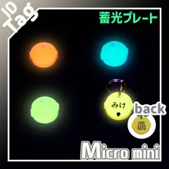 ちょー小さい　迷子札　蓄光バージョン　ネームタグ　チャーム　アクリル　鈴　両面彫刻　小型　軽量　オーダーメイド　全4色　名入れ無料