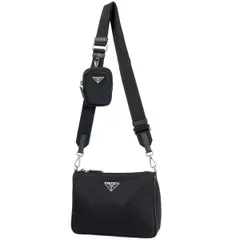 プラダ PRADA ロゴプレート ショルダーバッグ 斜め掛け RE NYLON ショルダーバッグ ナイロン ネロ(ブラック) レディース 【中古】