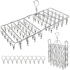 【迅速発送】ピンチ ハンガー 70+10ピンチ 洗濯 物干し ピンチ 洗濯 ハンガーステンレス ピンチハンガー 洗濯もの 70 ピンチ オールステンレス製折りたたみ式 収納便利 70+10個の余裕がある予備ピンチが付きで大容量 1