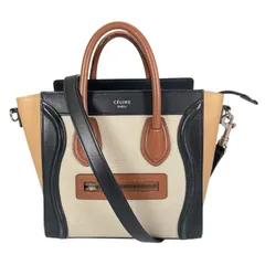 CELINE セリーヌ ラゲージナノショッパー ショルダーバッグ レザー/キャンバス ブラック レディース 2way【中古】【送料無料】