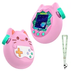 新品 Tamagotchi Paradise(たまごっちパラダイス) 電子ペットおもちゃ 子供用 ケース + ネックストラップ 全面保護カバー シリコンケース カラビナ付き 耐衝撃 防塵 防水 装着充電可能 全面保護 キズ防止 (ピンク)