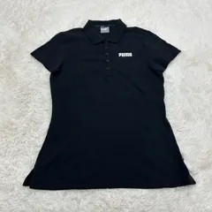 【美品】PUMA プーマ  ロゴプリント ゴルフポロシャツ サイズ36 ブラック コットンストレッチ