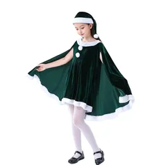 【新品】 [MiniAya] サンタ コスプレ 子供 女の子 クリスマス 衣装 マント 帽子 サンタクロース 女の子 コスチューム かわいい ポンチョ 赤 緑 サンタ服 ふわふわ クリスマス 子供用 サンタコス 仮装 衣装 変身 イベント 仮装大会 学園祭 0
