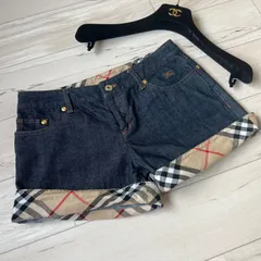 バーバリーブルーレーベル　ショートパンツ　ノバチェック　ホースロゴ　ゴールド糸刺繍　Burberry y2k