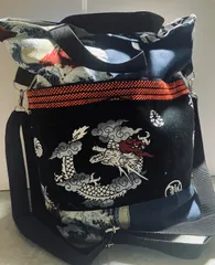 酒屋前掛け風　和柄　縁起柄龍トートバッグ