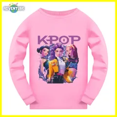 5112 KPOPガールズ! デーモン・ハンターズ長袖Tシャツ ロンT トップス110 120 130 140 150 160 女の子 ピンク服 キッズ 子供 アニメ 映画 demon hunters 韓国 Netflix TF