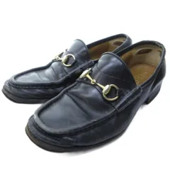 グッチ GUCCI ホースビット ローファー スリッポン スクエアトゥ ゴールド金具 レザー 黒 ブラック 約25cm