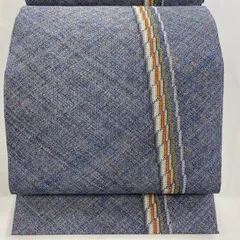 【美品】 名古屋帯 秀品 八寸名古屋帯 トンネル仕立て よろけ縞 金糸 青紫 正絹 【中古】