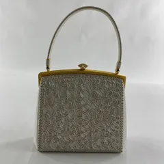 【美品】 和装バッグ 優品 フォーマル 金鷲 幾何学 銀糸 灰白 正絹 和装小物  【中古】