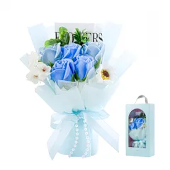 新品 ソープフラワー 花束 ギフトゼント 母の日 人気 造花 誕生日 記念日贈り物プレゼント結婚祝い 開店祝い 敬老の日 バレンタイン 石花 石フラワー 花束 お祝い 造花 父の日 バラ ボックス ラッピング 卒業式 彼女 女性 妻 退職 感謝 (ブルー)