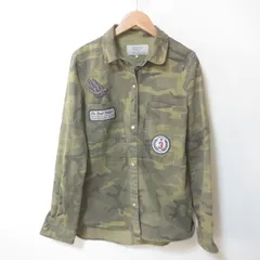 D567　ZARA　TRAFALUC　ザラ　ベージュ　シャツ　カモフラ　迷彩　ブラウス　XS