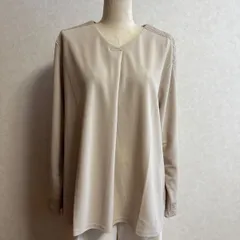 KN3385＊4L 大きいサイズ ブラウス シャツ 長袖 トップス　レース遣いブラウス