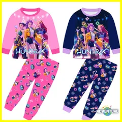 KPOPガールズ! デーモン・ハンターズ長袖パジャマ ロンT セットアップ 110 120 130 140 150 160 女の子 ピンク ネイビー 服 キッズ子供 アニメ 映画 demon hunters 韓国 Netflix TF 　s10504