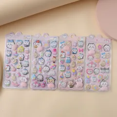 【新品】キイカワ キイ ウサギ ハチ おしり ぷくぷくシール 4 枚セット マシュマロ スクイーズ 3D 立体シール 可愛い キャラクター シールセット 手帳デコ スクラップブック 日記帳