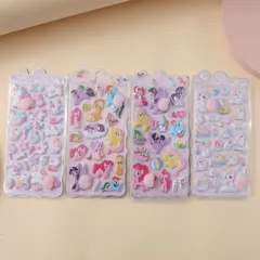 【新品】マイリトルポニー おしり ぷくぷくシール 4 枚セット マシュマロ スクイーズ 3D 立体シール 可愛い キャラクター シールセット 手帳デコ スクラップブック 日記帳