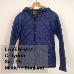 LAVENHAM ラベンハム Craydon グレイドン キルティングジャケット 36 ネイビー×グレー イギリス製 レディース 秋冬 英国ブランド