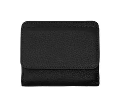 ミニ財布 本革 薄型 二つ折り コンパクト 小銭入れ BOX型 カードケース 小さい財布 手のひらサイズ レディース メンズ (ブラック)