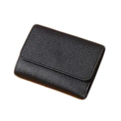 [huimei] 財布 レディース 3つ折り 折り畳み財布 可愛い 3つ折り財布 コンパクト 小さい 財布 PUレザー 大容量 小銭入れ ミニ財布 スキミング防止 軽量 誕生日 プレゼント (ブラック)