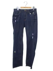 アルベロベロ 218682 パンツ M ネイビー デニム ギャザー加工 ぶたさんモチーフ ITA0O62I5A7C