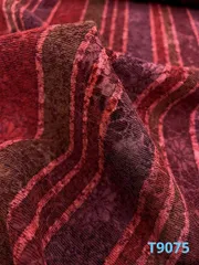 輪奈ビロード ロングコート地 縦縞 正絹 反物 T9075