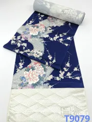 小紋 金彩 紋意匠 雪輪に花々 梅 正絹 反物 T9079