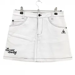 ルコックゴルフ スカート 白×黒 ステッチ 微起毛素材 前汚れ レディース 9 ゴルフウェア le coq sportif