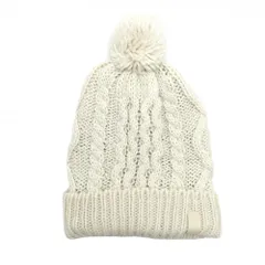 デサント ニット帽 アイボリー ボンボン付き ケーブル編み  ゴルフウェア DESCENTE