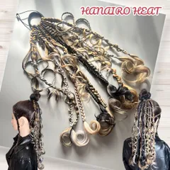 【現品限り】大人可愛いヘアゴムエクステ　ハートヘア　ブレイズアレンジMIX  ポニーテール　ウェーブエクステ　ダンサー　エクステ　キッズダンス　ヒップホップ　ダンスヘア