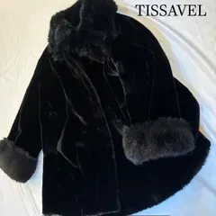 <<『ぱんだ様』専用>>ティサベル　フランス製 　TISSAVEL社製　 最高級エコファーコート　 黒 L〜XL相当　ブラックファーコート