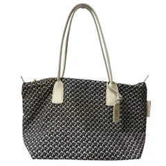 美品 ROBERTA PIERI ロベルタピエリ TATAMI タタミ ナイロン 幾何学柄 トートバッグ ブラック系 レディース 古着 中古 USED