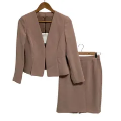 未使用 ANAYI アナイ ノーカラージャケット スカート セットアップ 36サイズ 38サイズ ピンクベージュ レディース 古着 中古 USED