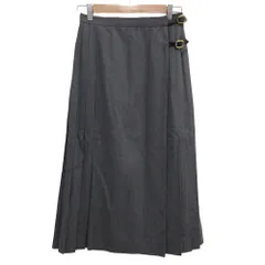 美品 Burberrys バーバリーズ ヴィンテージ ウール バックプリーツ ロングラップスカート サイズ7 グレー レディース 古着 中古 USED