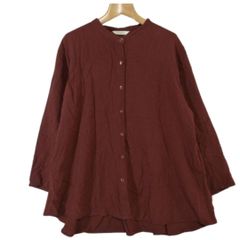 美品✦ฺヘブンリー/麻 リネンブラウス シャツ チェック 丸みシルエット 