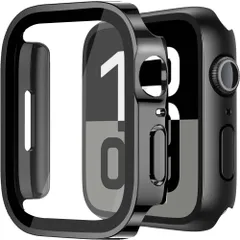 新品 JUNOVA for Apple Watch 防水ケース Series SE3/SE2/SE/6/5/4 44mm対応 電モデル 指紋防止＆透明版(高透過率) 2タイプ アップルウォッチ保護カバー 新デザイン3D直角エッジ PC+ガラス画面 硬度9H