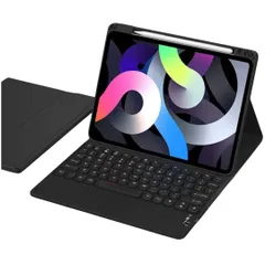 新品 iPad Pro 13インチ (M5/M4) 用 キーボード付きケース タッチパッド搭載 マグネット着脱式 カラーキーボード 丸型キー 上側Pencil 収納 マグネット 分離式 磁気吸着 可愛い ビジネス，ブラック