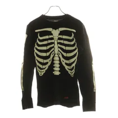 SUPREME (シュプリーム) 24AW ×Hanes Bones Thermal Crew ヘインズ ボーンプリント クルーネック サーマル ロングスリーブ 長袖Tシャツ ブラック