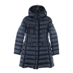 MONCLER (モンクレール) HERMINE エルミンヌ ワッペンロゴ フーデッド ジップアップ ダウン ロング ジャケット コート ブラック レディース H20931C51100 53048