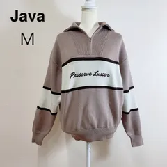 Java とっておきのスポーティー Wジャガードハーフジップニット ハーフジップ ニットプルオーバー セーター オーバーサイズ メンズライク Mのサムネイル