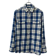 OLD NAVY 長袖 チェックシャツ M ブルー ホワイト オールドネイビー 胸ポケット 長袖シャツ トップス 春物 a711-5311のサムネイル
