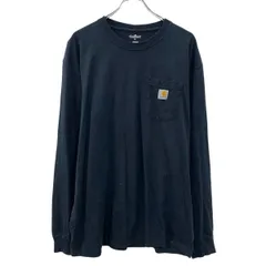 Carhartt 長袖 無地Tシャツ L ブラック カーハート プルオーバー 胸ポケット コットン100% 無地 シンプル ロンT 春物 a711-5339のサムネイル